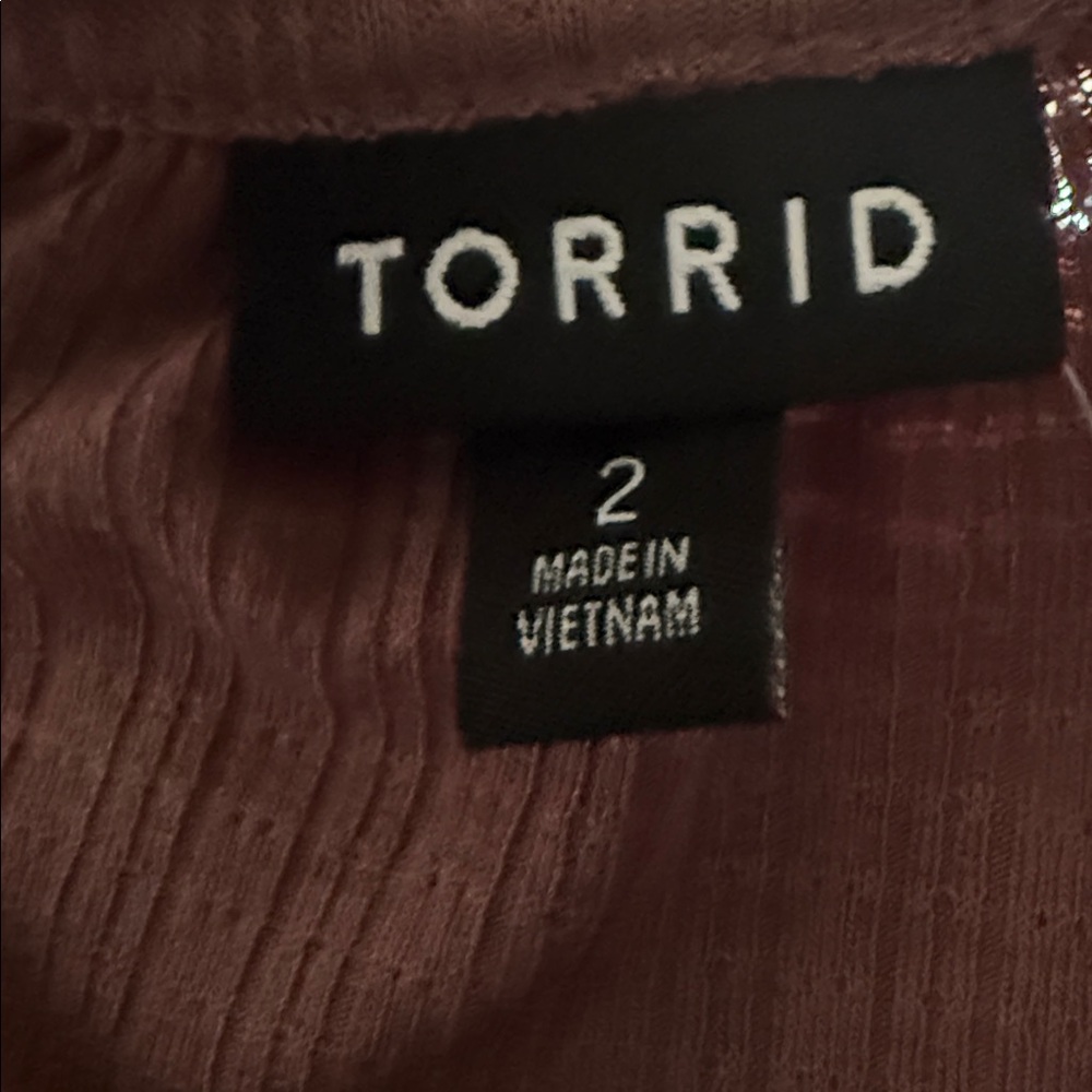 Torrid Bohemian Dusty Rose Crochet Lace Accents Long Sleeve Top, NWT size 2X - Picture 12 of 12